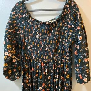 Floral 3/4 Sleeve Maxi Dress